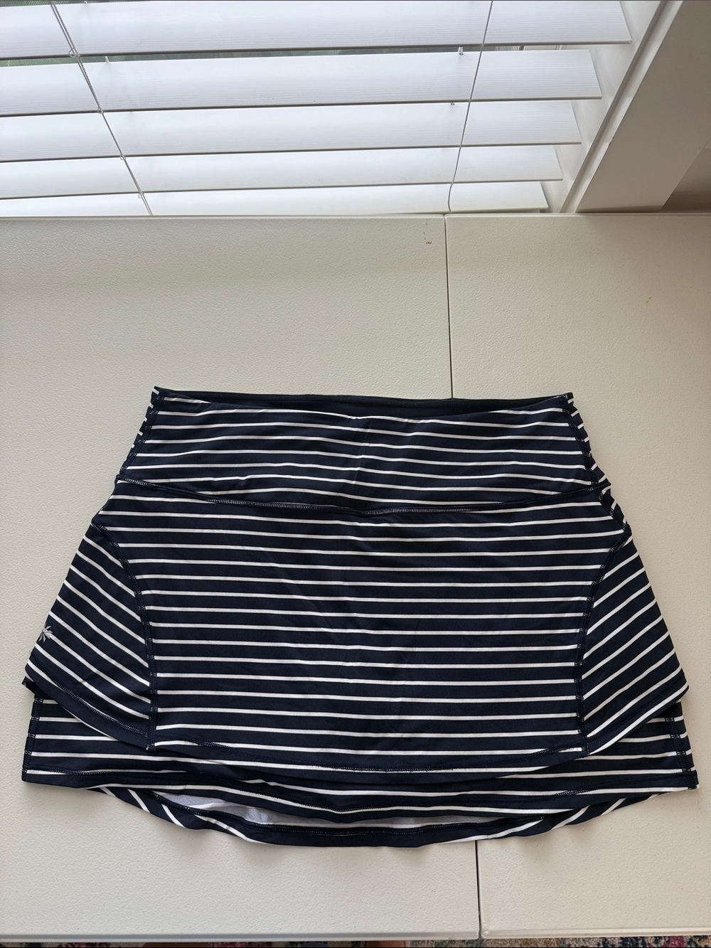 Athleta Navy and White Striped Tennis Skirt